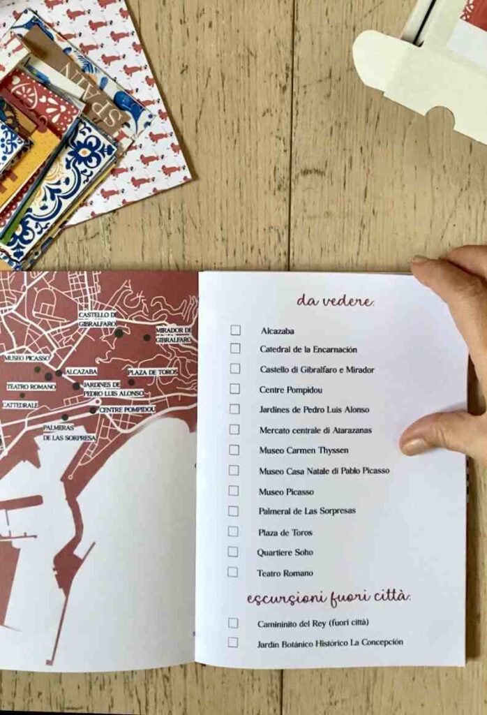 regalare un diario di viaggio personalizzato con itinerario di viaggio all'interno